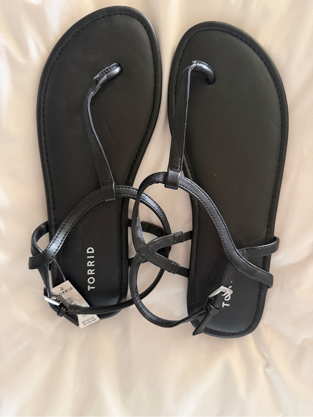 Torrid Black Minimalist Strappy Sandals. Size 11 Wide